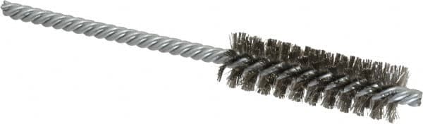 Weiler - 5/8" Diam Helical Stainless Steel Tube Brush - Double Spiral, 0.005" Filament Diam, 2" Brush Length, 5" OAL, 7/32" Diam Shank - Americas Industrial Supply