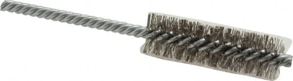 Weiler - 3/4" Diam Helical Stainless Steel Tube Brush - Double Spiral, 0.0104" Filament Diam, 2-1/2" Brush Length, 5-1/2" OAL, 1/4" Diam Shank - Americas Industrial Supply