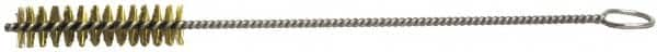 Weiler - 1-1/2" Long x 1/4" Diam Stainless Steel Hand Tube Brush - Single Spiral, 7" OAL, 0.005" Wire Diam, 3/32" Shank Diam - Americas Industrial Supply