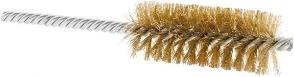 Weiler - 1" Diam Helical Brass Tube Brush - Double Spiral, 0.006" Filament Diam, 2-1/2" Brush Length, 5-1/2" OAL, 1/4" Diam Shank - Americas Industrial Supply