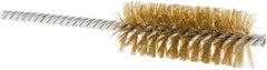 Weiler - 1" Diam Helical Brass Tube Brush - Double Spiral, 0.006" Filament Diam, 2-1/2" Brush Length, 5-1/2" OAL, 1/4" Diam Shank - Americas Industrial Supply