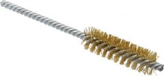 Weiler - 5/8" Diam Helical Brass Tube Brush - Double Spiral, 0.008" Filament Diam, 2" Brush Length, 5-1/2" OAL, 7/32" Diam Shank - Americas Industrial Supply