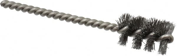 Weiler - 5/8" Diam Helical Steel Tube Brush - 0.008" Filament Diam, 1" Brush Length, 3-1/2" OAL, 3/16" Diam Stainless Steel Shank - Americas Industrial Supply
