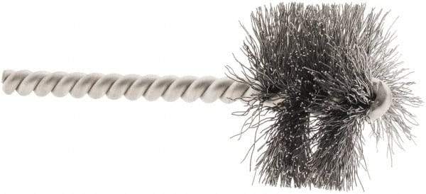 Weiler - 1-1/2" Diam Helical Steel Tube Brush - 0.0104" Filament Diam, 1" Brush Length, 3-1/2" OAL, 1/4" Diam Stainless Steel Shank - Americas Industrial Supply