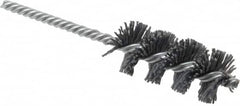 Weiler - 1-1/8" Diam Helical Nylon Tube Brush - Single Spiral, 0.035" Filament Diam, 2-1/2" Brush Length, 5-1/2" OAL, 1/4" Diam Shank - Americas Industrial Supply