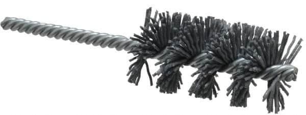 Weiler - 1-1/4" Diam Helical Nylon Tube Brush - Single Spiral, 0.035" Filament Diam, 2-1/2" Brush Length, 5-1/2" OAL, 1/4" Diam Shank - Americas Industrial Supply