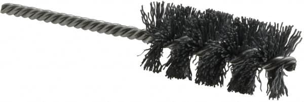 Weiler - 1-1/4" Diam Helical Nylon Tube Brush - Single Spiral, 0.022" Filament Diam, 2-1/2" Brush Length, 5-1/2" OAL, 1/4" Diam Shank - Americas Industrial Supply