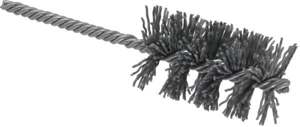 Weiler - 1-1/2" Diam Helical Nylon Tube Brush - Single Spiral, 0.035" Filament Diam, 2-1/2" Brush Length, 5-1/2" OAL, 1/4" Diam Shank - Americas Industrial Supply