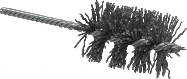 Weiler - 1-3/4" Diam Helical Nylon Tube Brush - Single Spiral, 0.04" Filament Diam, 2-1/2" Brush Length, 5-1/2" OAL, 1/4" Diam Shank - Americas Industrial Supply