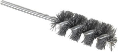 Weiler - 1-1/8" Diam Helical Nylon Tube Brush - Single Spiral, 0.022" Filament Diam, 2-1/2" Brush Length, 5-1/2" OAL, 1/4" Diam Shank - Americas Industrial Supply