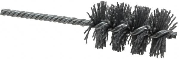 Weiler - 1-1/2" Diam Helical Nylon Tube Brush - Single Spiral, 0.04" Filament Diam, 2-1/2" Brush Length, 5-1/2" OAL, 1/4" Diam Shank - Americas Industrial Supply