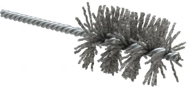 Weiler - 1-3/4" Diam Helical Nylon Tube Brush - Single Spiral, 0.06" Filament Diam, 2-1/2" Brush Length, 5-1/2" OAL, 1/4" Diam Shank - Americas Industrial Supply