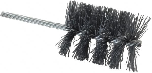 Weiler - 2" Diam Helical Nylon Tube Brush - Single Spiral, 0.022" Filament Diam, 2-1/2" Brush Length, 5-1/2" OAL, 1/4" Diam Shank - Americas Industrial Supply
