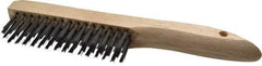 Weiler - 4 Rows x 16 Columns Shoe Handle Steel Scratch Brush - 5" Brush Length, 10" OAL, 1" Trim Length, Wood Shoe Handle - Americas Industrial Supply