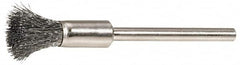 Weiler - 3/16" Brush Diam, Crimped, End Brush - 3/32" Diam Shank, 37,000 Max RPM - Americas Industrial Supply