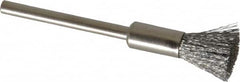 Weiler - 1/4" Brush Diam, Crimped, End Brush - 1/8" Diam Shank, 37,000 Max RPM - Americas Industrial Supply