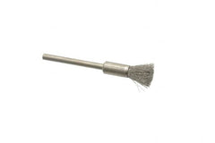 Weiler - 1/4" Brush Diam, Crimped, End Brush - 1/8" Diam Shank, 37,000 Max RPM - Americas Industrial Supply