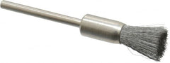 Weiler - 5/16" Brush Diam, Crimped, End Brush - 1/8" Diam Shank, 25,000 Max RPM - Americas Industrial Supply