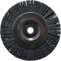 Weiler - 4" OD, 1/2" Arbor Hole, Crimped Nylon Wheel Brush - 1/2" Face Width, 7/8" Trim Length, 0.04" Filament Diam, 6,000 RPM - Americas Industrial Supply