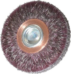 Weiler - 2" OD, 1/4" Shank Diam, Crimped Steel Wheel Brush - 1/4" Face Width, 1/2" Trim Length, 0.0118" Filament Diam, 20,000 RPM - Americas Industrial Supply