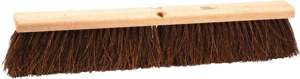 Weiler - 18" Rough Surface Palmyra Push Broom - 4" Bristle Length, Wood Block, Threaded Handle Connection, Handle Sold Separately - Americas Industrial Supply