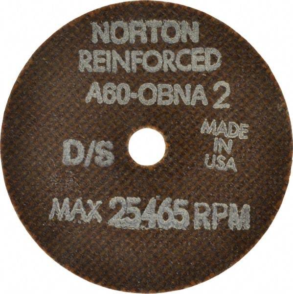 Norton - 3" 60 Grit Aluminum Oxide Cutoff Wheel - 0.06" Thick, 3/8" Arbor, 25,465 Max RPM, Use with Die Grinders - Americas Industrial Supply