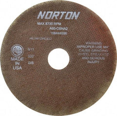 Norton - 7" 60 Grit Aluminum Oxide Cutoff Wheel - 0.035" Thick, 1-1/4" Arbor, 8,730 Max RPM, Use with Stationary Grinders - Americas Industrial Supply