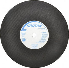 Norton - 10" 24 Grit Aluminum Oxide Cutoff Wheel - 1/8" Thick, 5/8" Arbor, 6,110 Max RPM, Use with Stationary Tools - Americas Industrial Supply