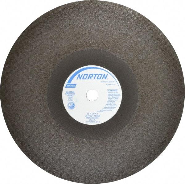 Norton - 16" 30 Grit Aluminum Oxide Cutoff Wheel - 1/8" Thick, 1" Arbor, 3,820 Max RPM, Use with Stationary Tools - Americas Industrial Supply