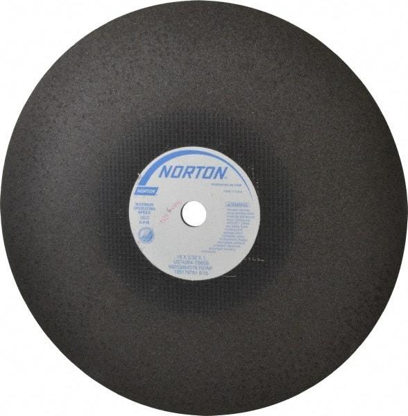 Norton - 16" 30 Grit Aluminum Oxide Cutoff Wheel - 5/32" Thick, 1" Arbor, 3,820 Max RPM, Use with Stationary Tools - Americas Industrial Supply