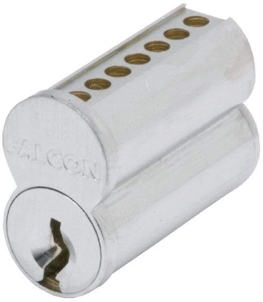 Falcon - 7 Pins, Falcon A Keyway Keying, Small Format IC Cylinder - Satin Chrome Coated, Brass - Americas Industrial Supply