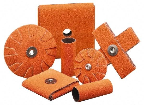 Merit Abrasives - 120 Grit, Fine Grade, Ceramic Square Pad - 2" Long x 2" Wide x 1/2" Thick, Cloth Backed, X Backing Weight, 6 Ply, 18,000 Max RPM - Americas Industrial Supply