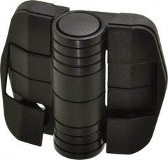 Value Collection - 2-1/4" Long x 2-1/16" Wide x 45/64" Thick, Door Positioning Hinge - Black Acetal with Chrome Steel Detent Ball, Black Finish - Americas Industrial Supply