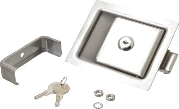 Made in USA - 5" Long x 4" Wide x 1-15/16" High, Paddle Latch - Stainless Steel, with Brushed Finish - Americas Industrial Supply