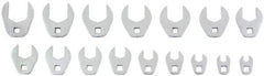 Proto - 16 Piece 3/8" Drive Open End Crowfoot Wrench Set - 9, 10, 11, 12, 13, 14, 15, 16, 17, 18, 19, 20, 21, 22, 23 & 24mm - Americas Industrial Supply