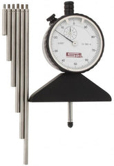 SPI - 0 to 22 Inch Range, Steel, White Dial Depth Gage - 0.001 Inch Graduation, 0.001 Inch Accuracy, 1 Inch Travel, 3.2 Inch Base Measuring Length - Americas Industrial Supply