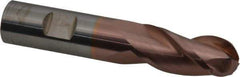 ProMax - 3/4" Diam, 1-5/8" LOC, 3 Flute Solid Carbide Roughing & Finishing Ball End Mill - TiCN Finish, 4" OAL, 3/4" Shank Diam, Weldon Shank, 35° Helix, Centercutting - Americas Industrial Supply