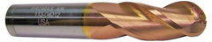 ProMax - 5/8" Diam, 1-1/4" LOC, 3 Flute Solid Carbide Ball End Mill - TiCN Finish, Single End, 3-1/2" OAL, 5/8" Shank Diam, Spiral Flute - Americas Industrial Supply