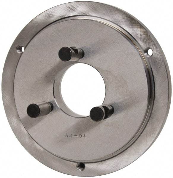 Buck Chuck Company - Adapter Back Plate for 8" Diam Self Centering Lathe Chucks - D1-4 Mount, 2.406" Through Hole Diam, 6.283mm ID, 7.87" OD, 0.714" Flange Height, Steel - Americas Industrial Supply