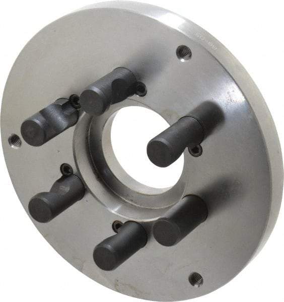 Buck Chuck Company - Adapter Back Plate for 8" Diam Self Centering Lathe Chucks - D1-5 Mount, 2.39" Through Hole Diam, 6.283mm ID, 7.87" OD, 0.794" Flange Height, Steel - Americas Industrial Supply