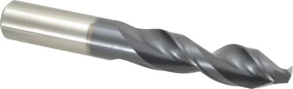 Cleveland - 35/64" 135° Parabolic Flute Cobalt Screw Machine Drill Bit - TiAlN Finish, Right Hand Cut, 2-1/2" Flute Length, 4" OAL, Split Point, Straight Shank - Americas Industrial Supply