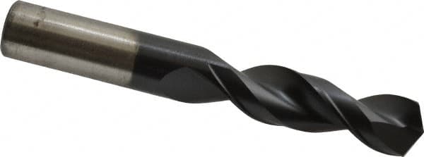 Cleveland - 43/64" 135° Parabolic Flute Cobalt Screw Machine Drill Bit - TiAlN Finish, Right Hand Cut, 2-7/8" Flute Length, 4-5/8" OAL, Split Point, Straight Shank - Americas Industrial Supply
