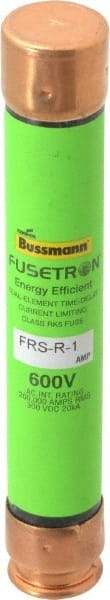 Cooper Bussmann - 300 VDC, 600 VAC, 1 Amp, Time Delay General Purpose Fuse - Fuse Holder Mount, 127mm OAL, 20 at DC, 200 (RMS) kA Rating, 13/16" Diam - Americas Industrial Supply