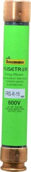 Cooper Bussmann - 300 VDC, 600 VAC, 15 Amp, Time Delay General Purpose Fuse - Fuse Holder Mount, 127mm OAL, 20 at DC, 200 (RMS) kA Rating, 13/16" Diam - Americas Industrial Supply