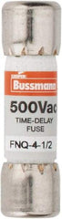 Cooper Bussmann - 500 VAC, 4.5 Amp, Time Delay General Purpose Fuse - Fuse Holder Mount, 1-1/2" OAL, 10 at AC kA Rating, 13/32" Diam - Americas Industrial Supply