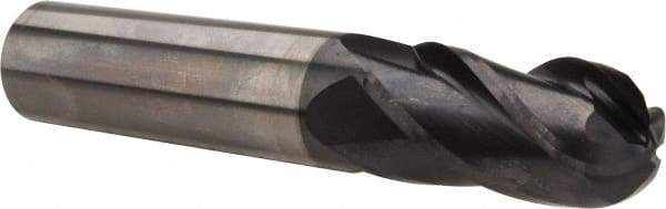 Iscar - 5/8" Diam, 1-1/4" LOC, 4 Flute Solid Carbide Ball End Mill - TiAlN Finish, Single End, 3-1/2" OAL, 5/8" Shank Diam, Spiral Flute - Americas Industrial Supply