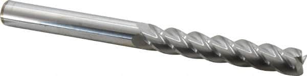 Accupro - 1/2", 4 Flute, Single End, Solid Carbide, 0.03" Corner Radius End Mill - 6" OAL, 40° Helix, Right Hand Flute, 3" LOC, Right Hand Cut - Americas Industrial Supply
