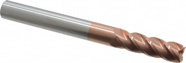 Accupro - 5/8", 4 Flute, Single End, Solid Carbide, 0.015" Corner Radius End Mill - 6" OAL, 40° Helix, Right Hand Flute, 2" LOC, Right Hand Cut - Americas Industrial Supply