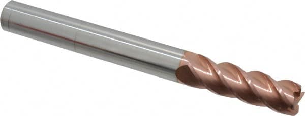 Accupro - 5/8", 4 Flute, Single End, Solid Carbide, 0.06" Corner Radius End Mill - 6" OAL, 40° Helix, Right Hand Flute, 2" LOC, Right Hand Cut - Americas Industrial Supply