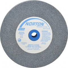 Norton - 60 Grit Aluminum Oxide Bench & Pedestal Grinding Wheel - 6" Diam x 1" Hole x 1" Thick, 4140 Max RPM, Medium Grade - Americas Industrial Supply